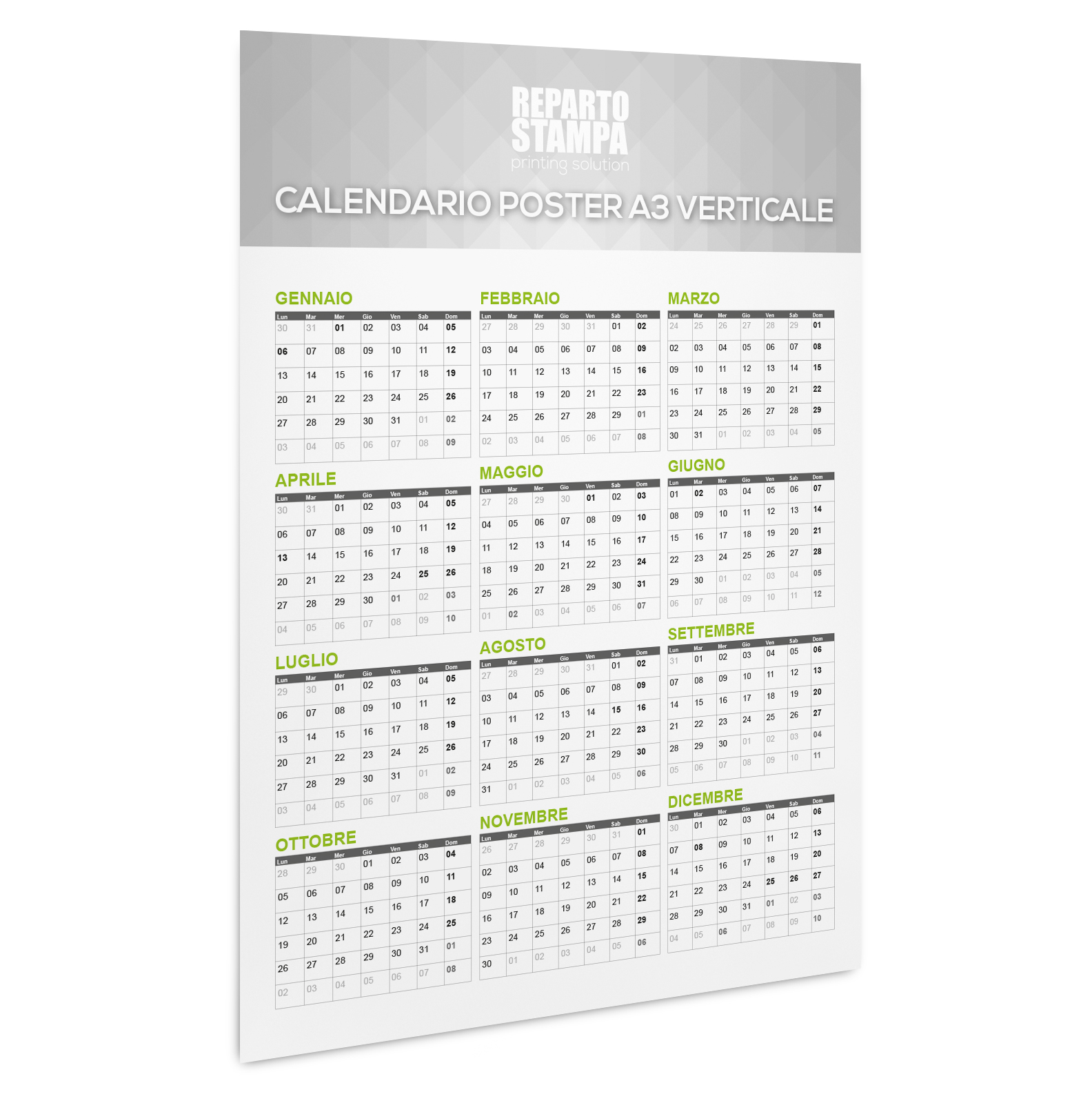 Stampa Calendario da muro personalizzato online